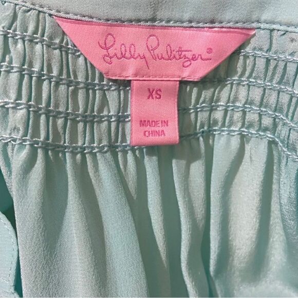 Lilly Pulitzer Silk Blue Long Sleeve Elsa Top - Picture 6 of 9
